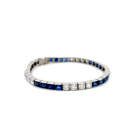 Antique Art Deco Sapphire & Diamond Bracelet in Platinum