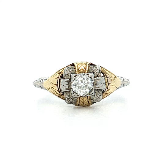 Antique Art Nouveau Diamond Engagement Ring 14k