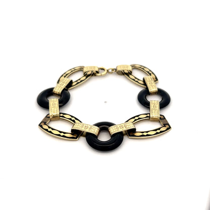 Antique Art Nouveau Onyx Bracelet 14k Yellow Gold