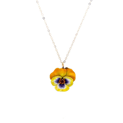 Antique Art Nouveau Pansy Necklace in 14k