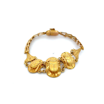 Antique Art Nouveau Scarab Beetle Bracelet in 18k