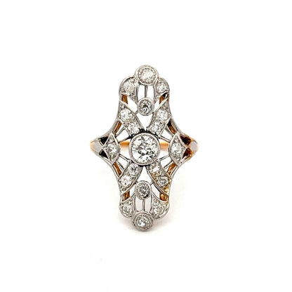 Antique Edwardian Diamond Dinner Ring in Yellow Gold & Platinum