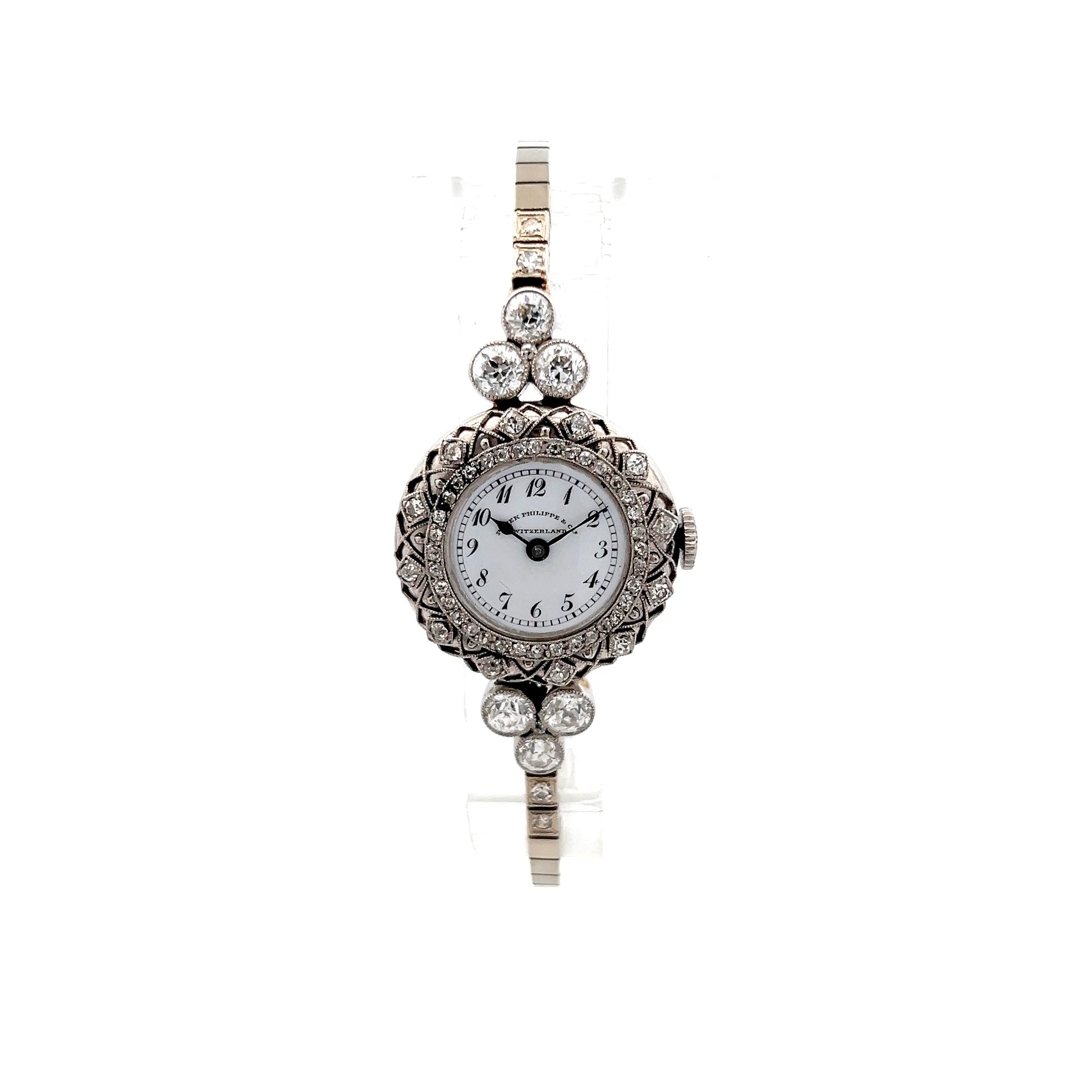 Antique Edwardian Patek Philippe Diamond Dress Watch Platinum