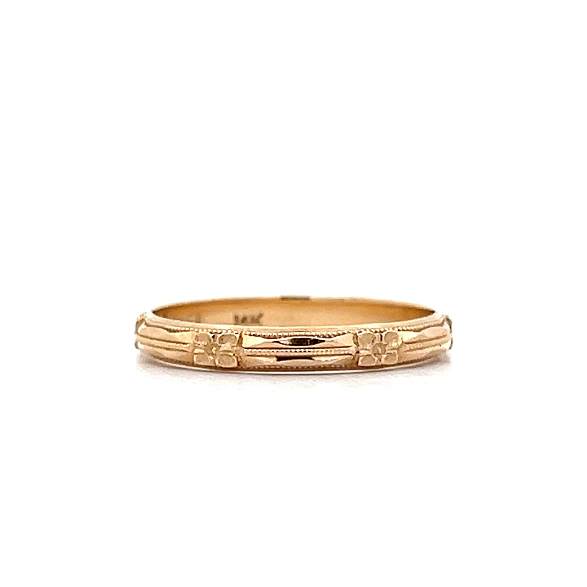 Antique Orange Blossom Wedding Band in 14k