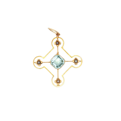 Antique Victorian Aquamarine Maltese Cross 15k