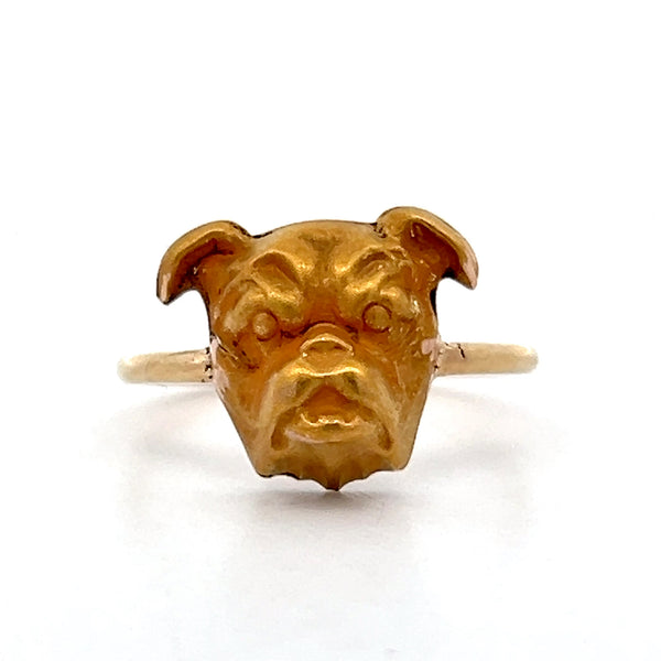 Antique Victorian Bulldog Ring in 9k Yellow Gold – Filigree Jewelers