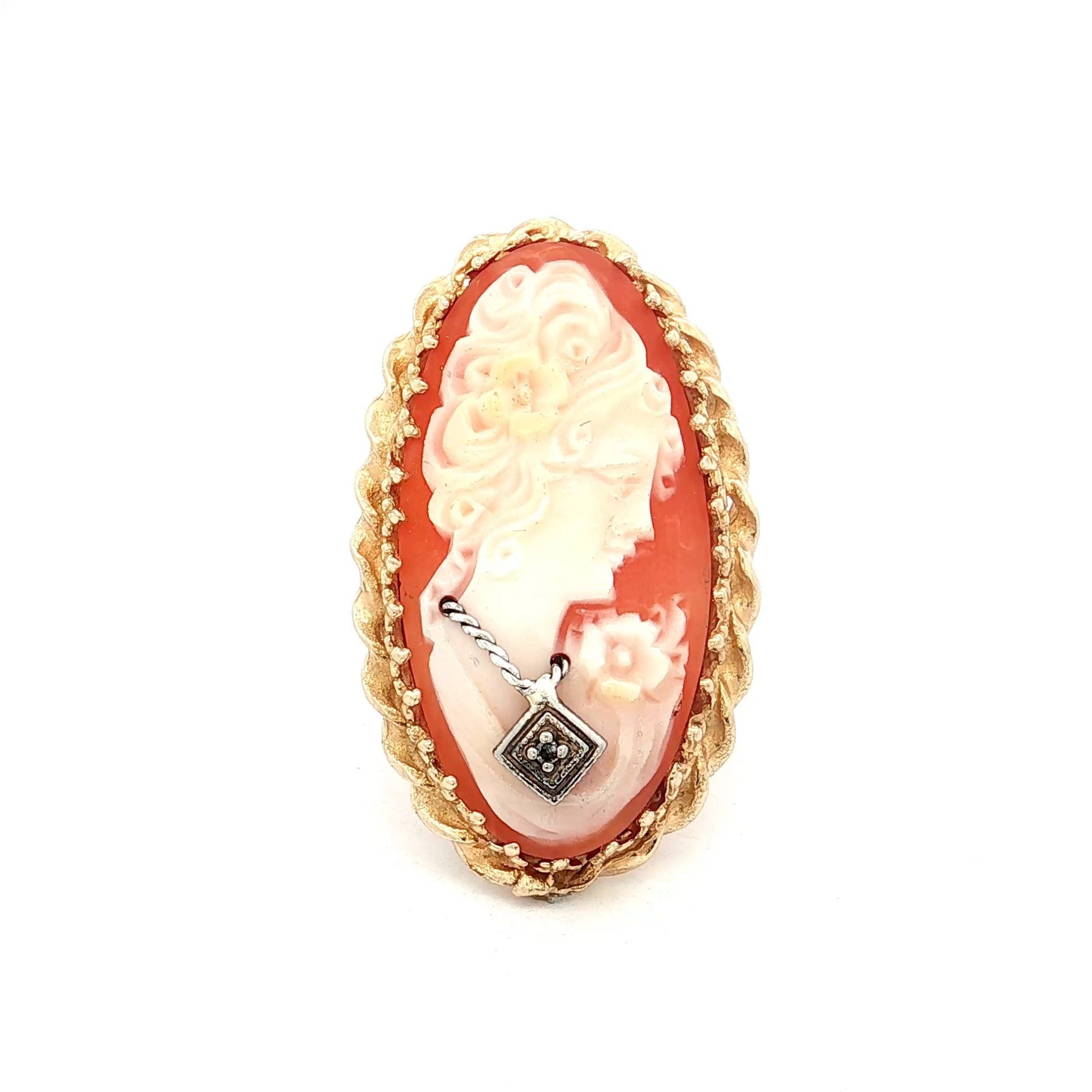 Antique Victorian Cameo Cocktail Ring 14k Yellow Gold
