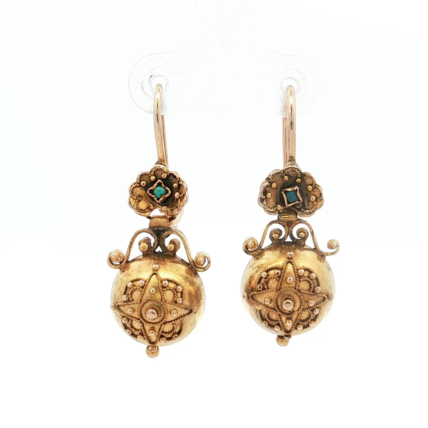 Antique Victorian Dangle Earrings in 14k Yellow Gold