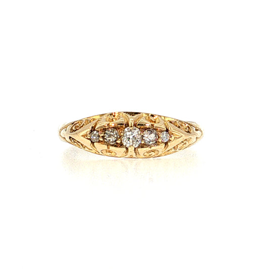 Antique Victorian Diamond Filigree Stacking Ring 18k