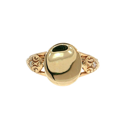 Antique Victorian Diamond Snake Signet Ring 10k Rose Gold