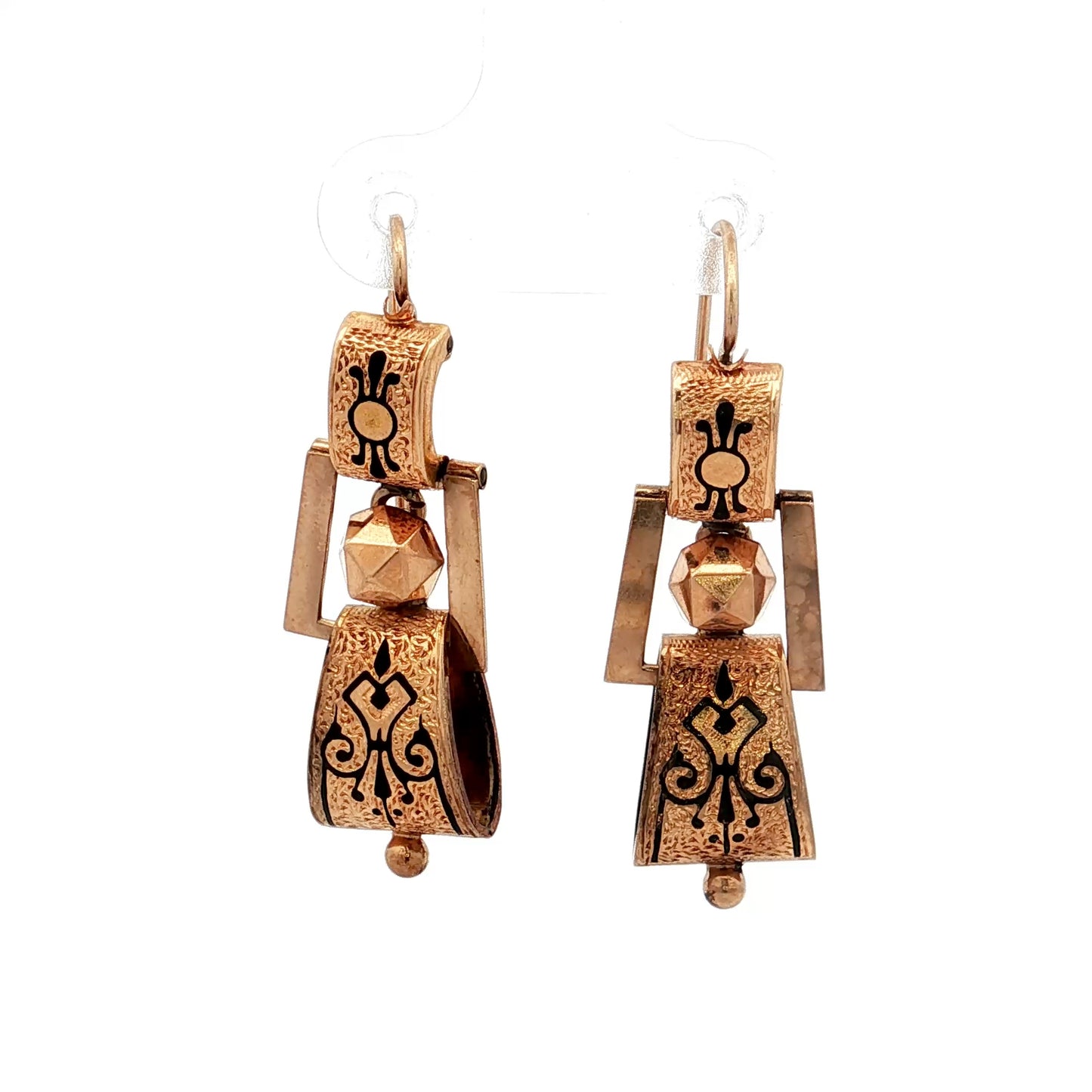 Antique Victorian Enamel Drop Earrings in 14k