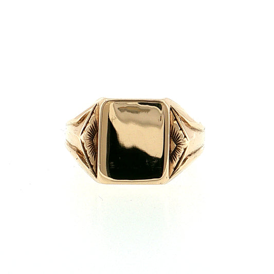 Antique Victorian Engraved Signet Ring 10k Yellow Gold
