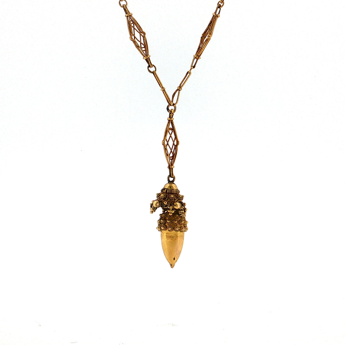 Antique Victorian Etruscan Revival Pendant Necklace 20k Gold