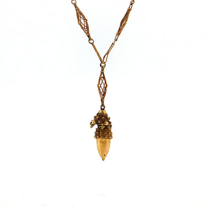 Antique Victorian Etruscan Revival Pendant Necklace 20k Gold
