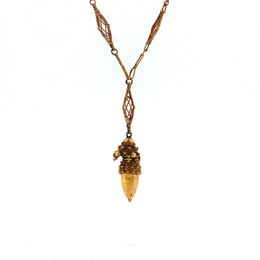 Antique Victorian Etruscan Revival Pendant Necklace 20k Gold