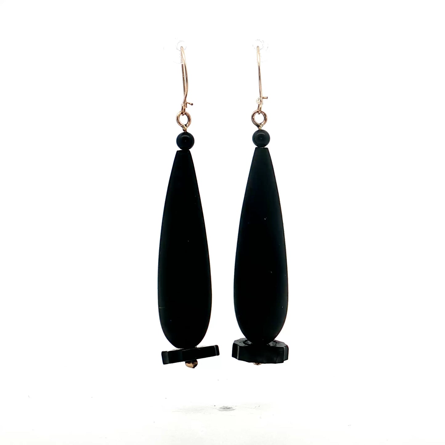 Antique Victorian Gutta Percha Drop Earrings 14k