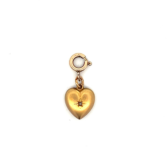 Antique Victorian Heart Charm Pendant in 14k