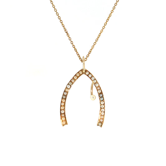 Antique Victorian Horseshoe Pendant 14k Yellow Gold