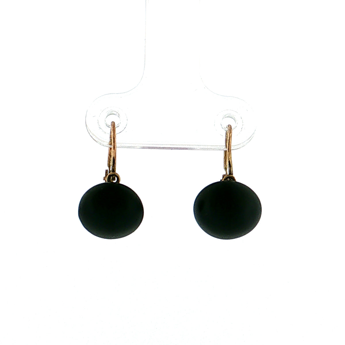 Antique Victorian Jet Drop Earrings 10k Yellow Gold