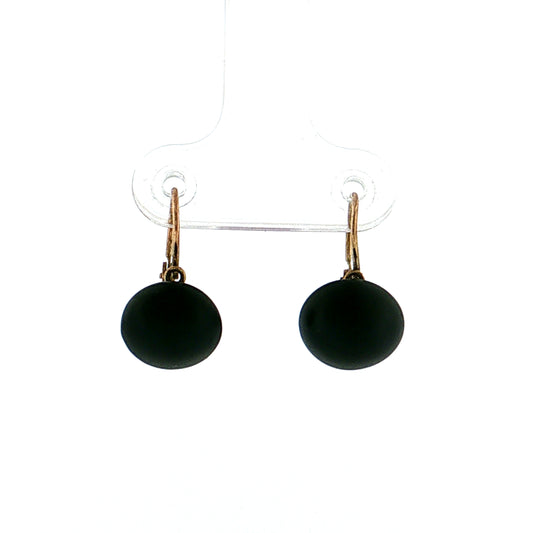 Antique Victorian Jet Drop Earrings 10k Yellow Gold
