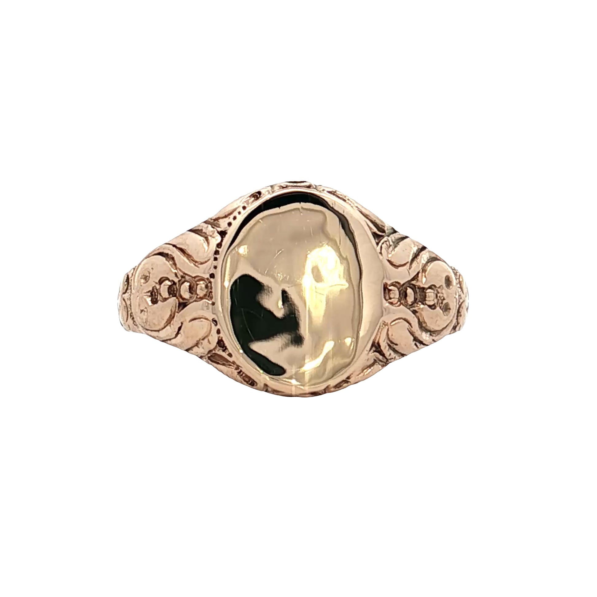 Antique Victorian Oval Signet Ring 14k Rose Gold
