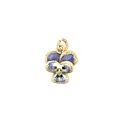 Antique Victorian Pansy Charm in 14k Yellow Gold