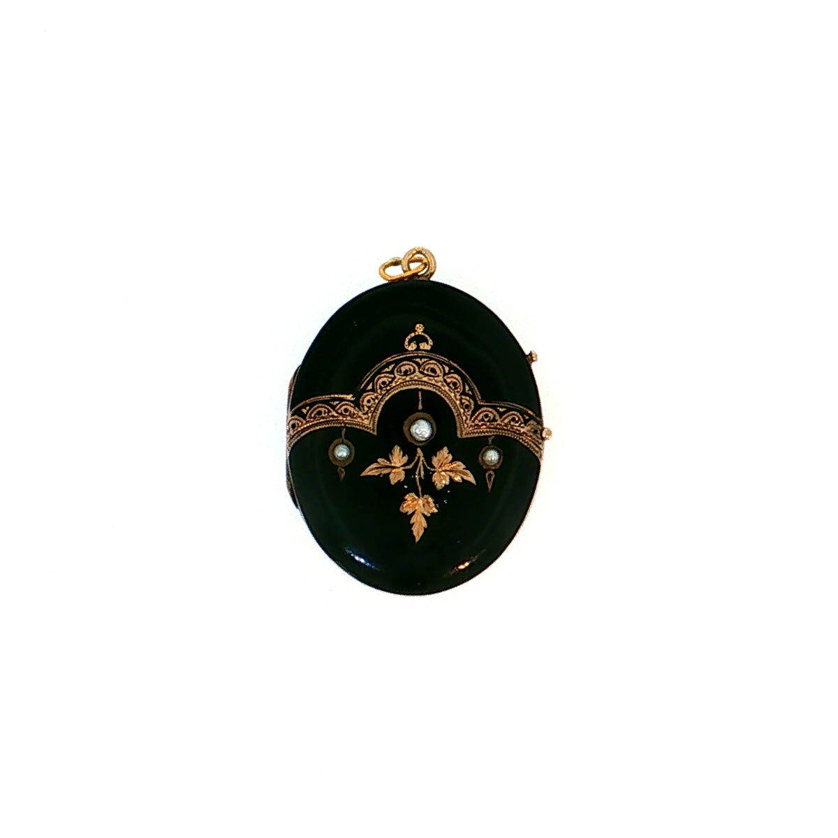 Antique Victorian Pearl Mourning Locket Pendant 10k Gold