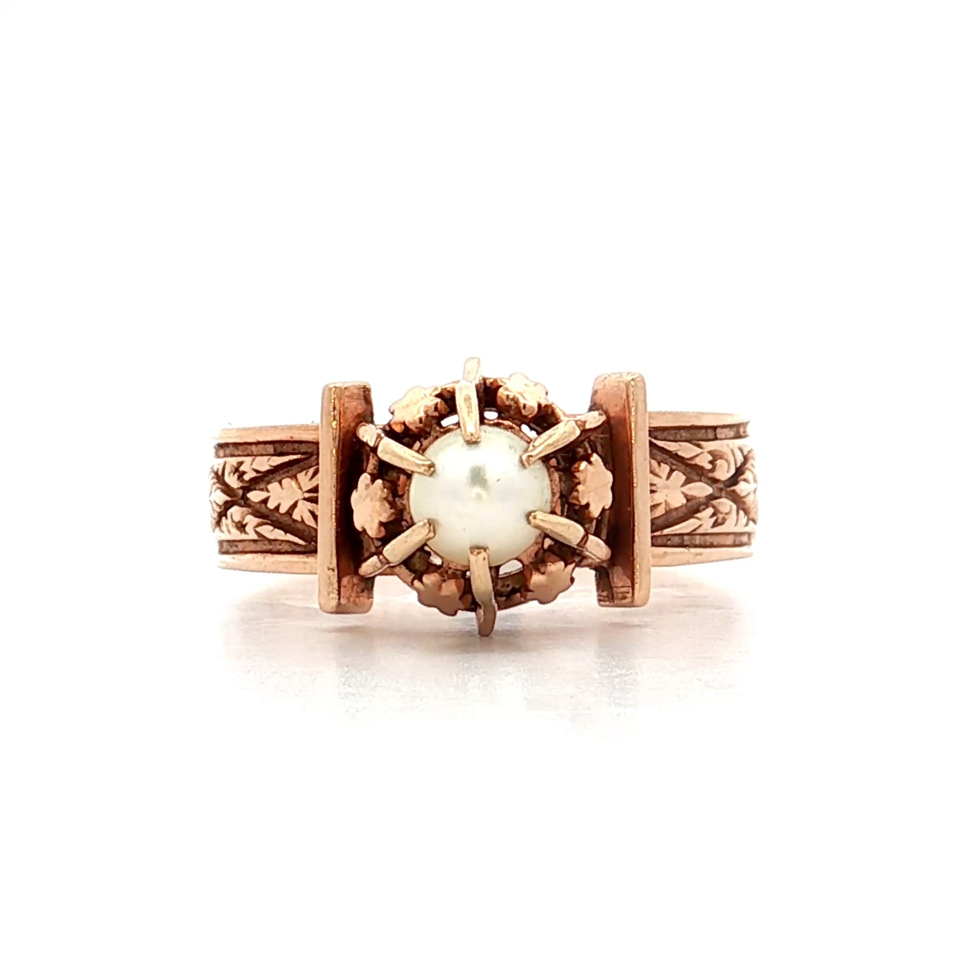 Antique Victorian Pearl Ring 14k Rose Gold