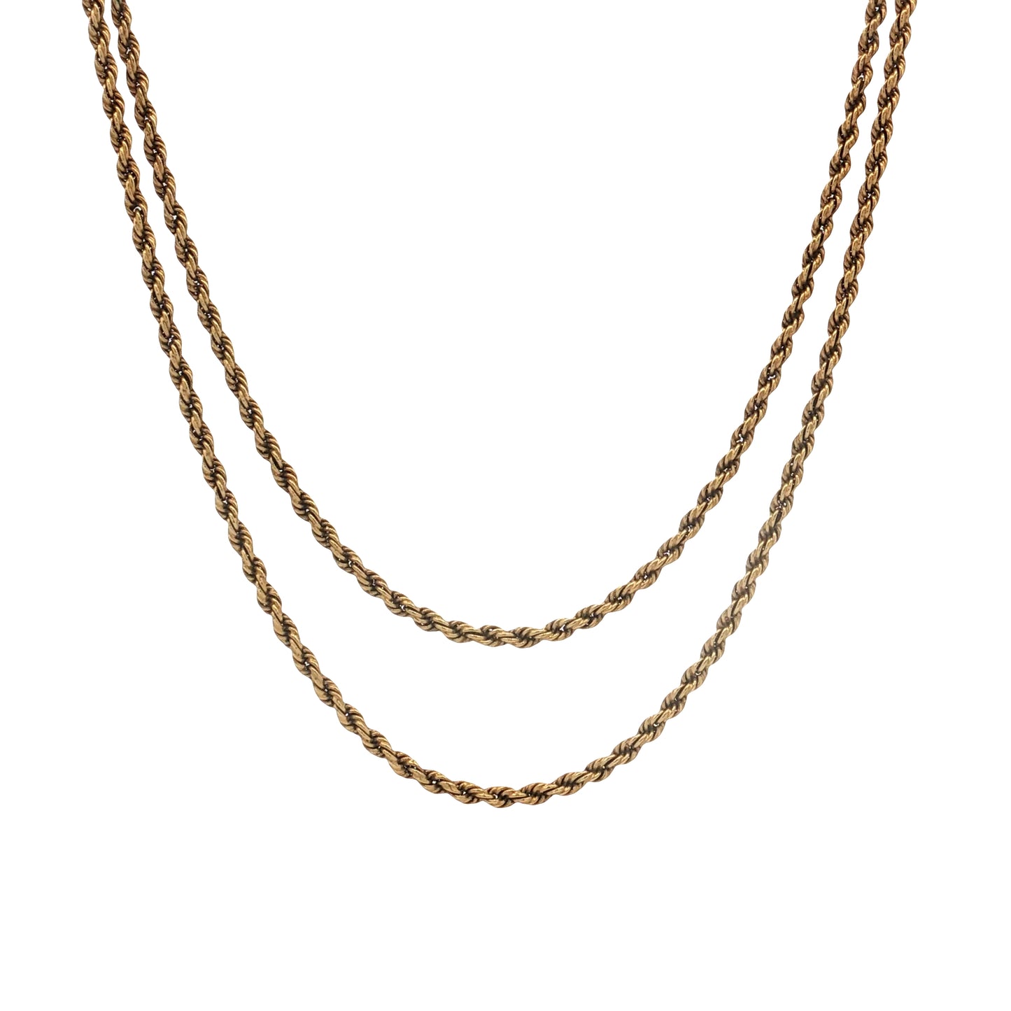 Antique Victorian Rope Chain Necklace 14k Yellow Gold