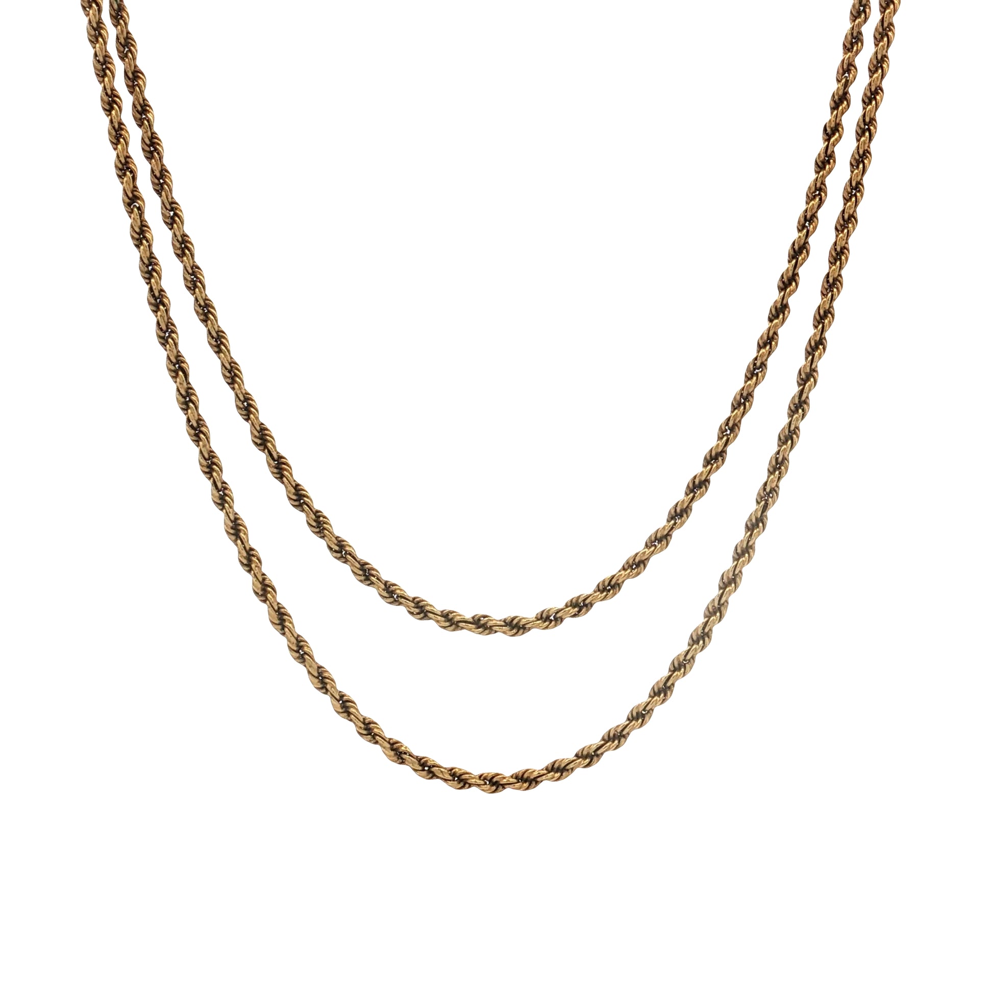 Antique Victorian Rope Chain Necklace 14k Yellow Gold
