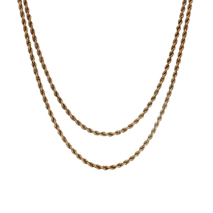 Antique Victorian Rope Chain Necklace 14k Yellow Gold