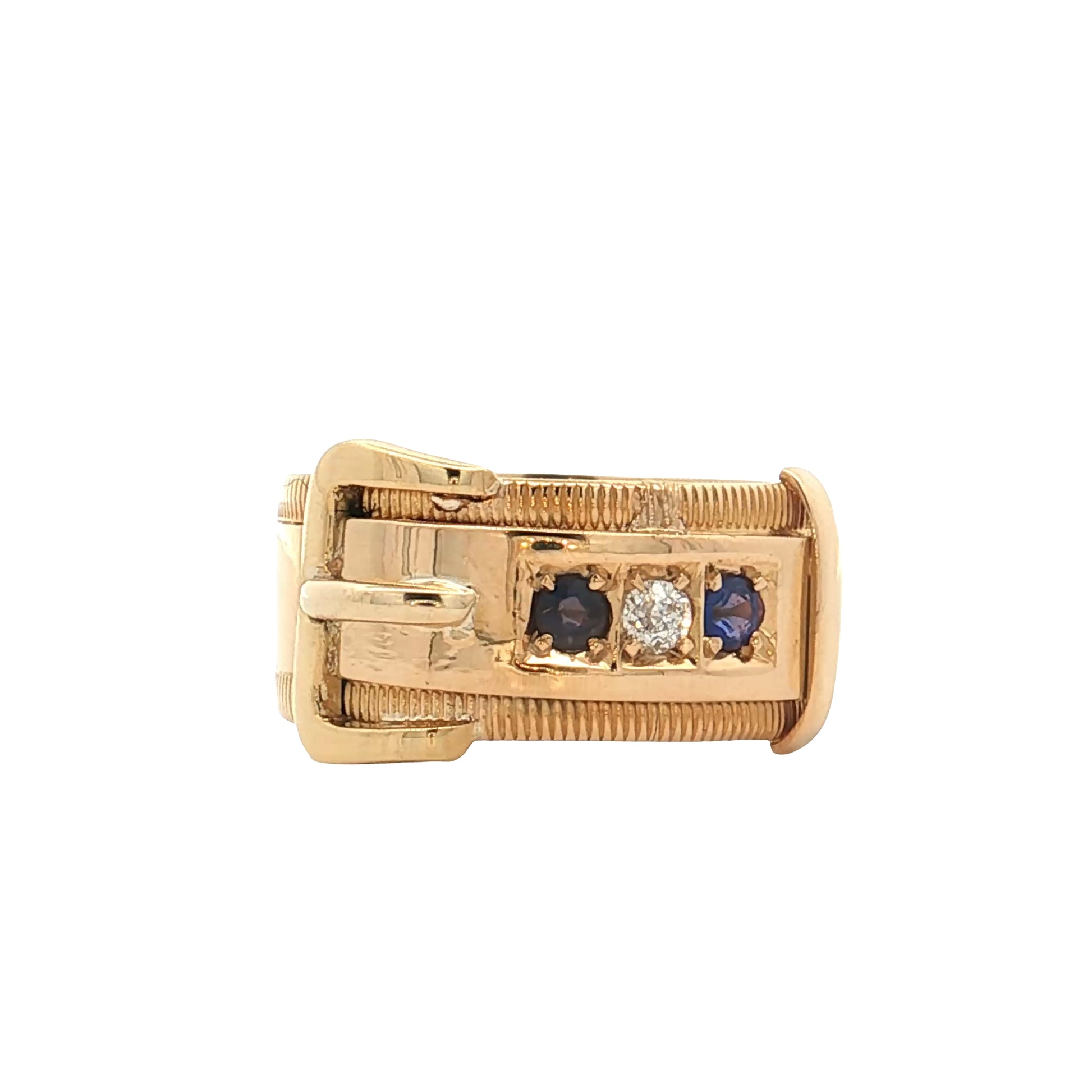 Antique Victorian Sapphire & Diamond Buckle Ring 18k