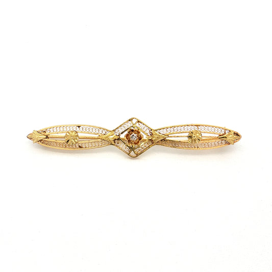 Art Deco Diamond Pilot Pin 14k Yellow Gold