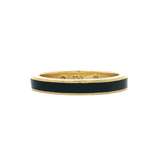 Black Enamel Stacking Band in 18k Yellow Gold