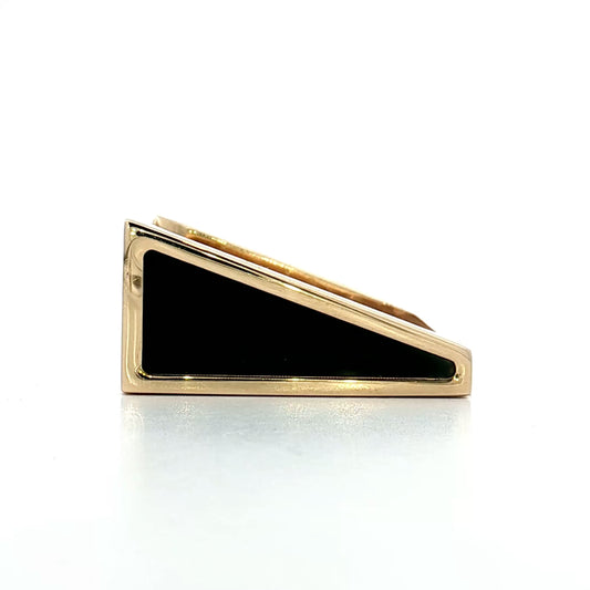 Black Onyx Triangle Cocktail Ring 14k Yellow Gold