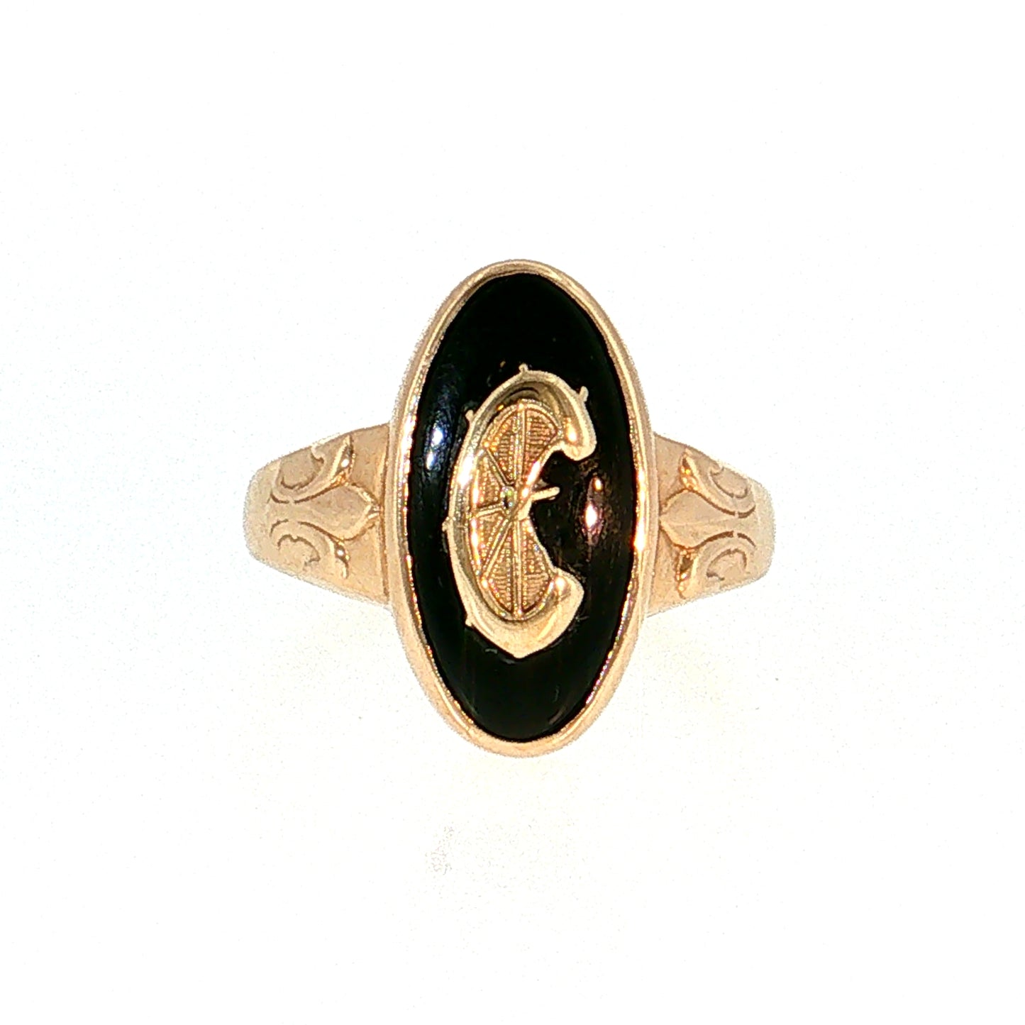 Black Onyx Wagon Wheel Cocktail Ring 14k