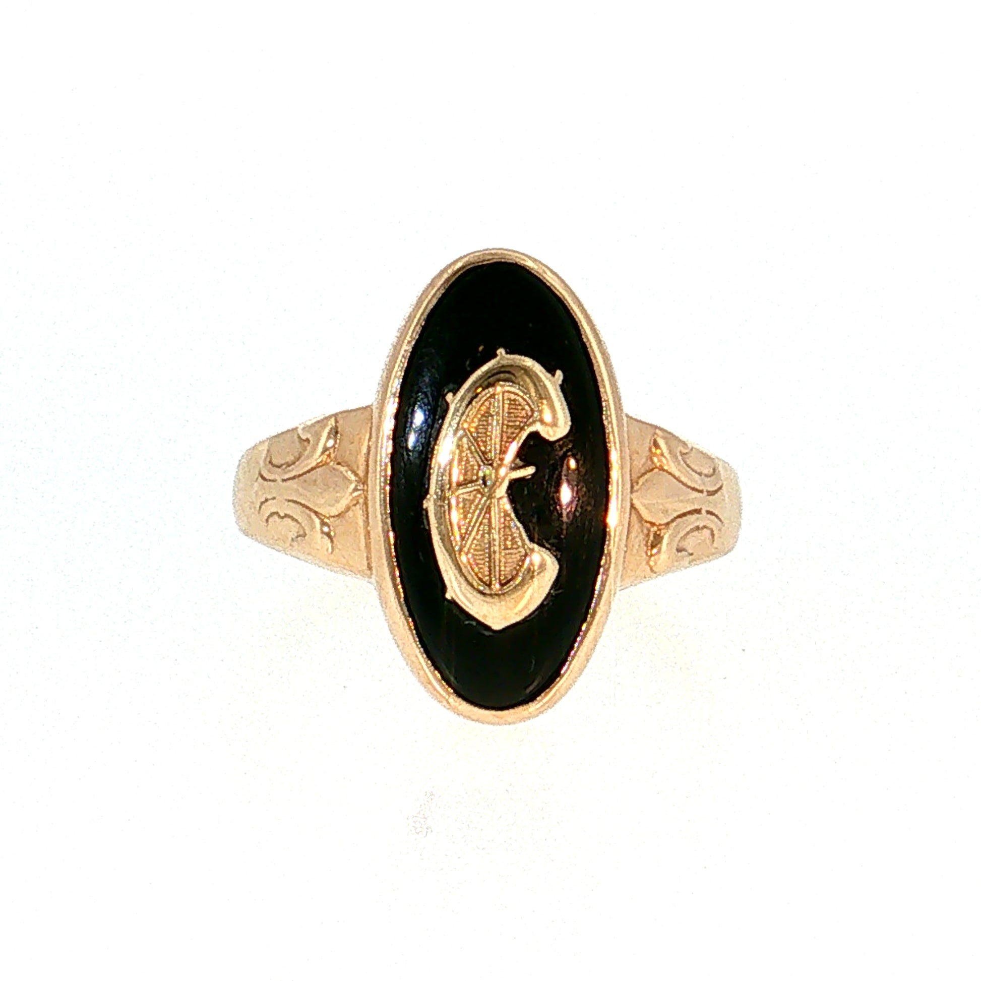 Black Onyx Wagon Wheel Cocktail Ring 14k