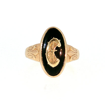 Black Onyx Wagon Wheel Cocktail Ring 14k