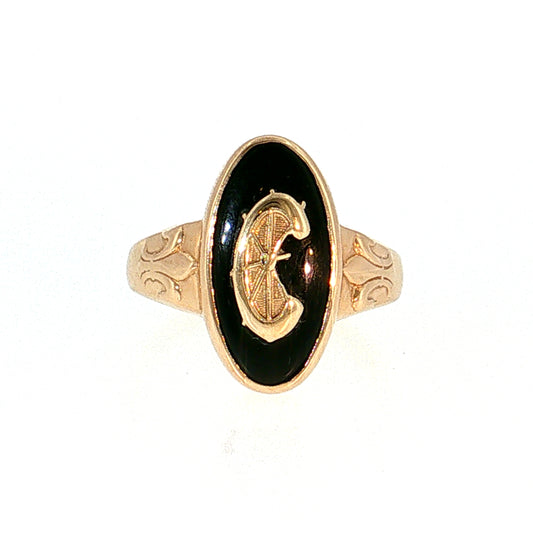 Black Onyx Wagon Wheel Cocktail Ring 14k