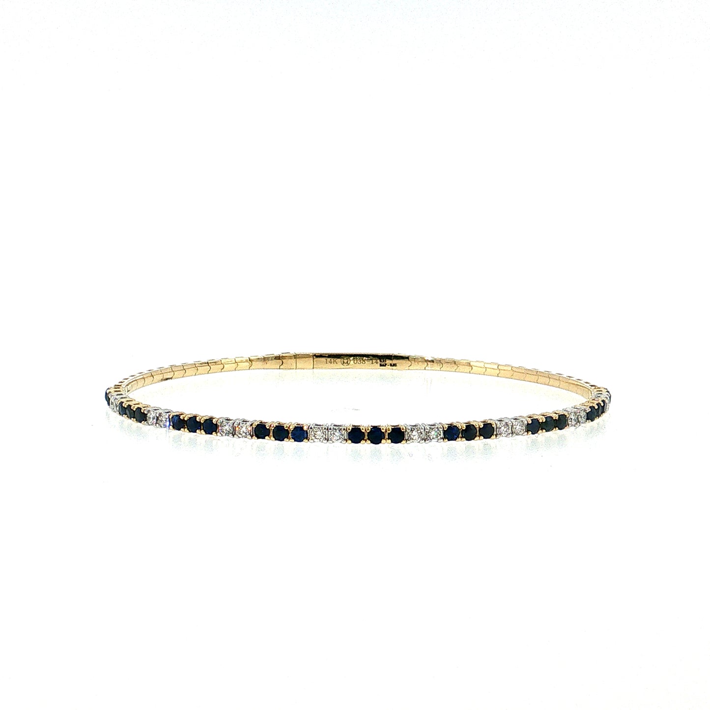 Blue Sapphire & Diamond Bangle Bracelet 14k