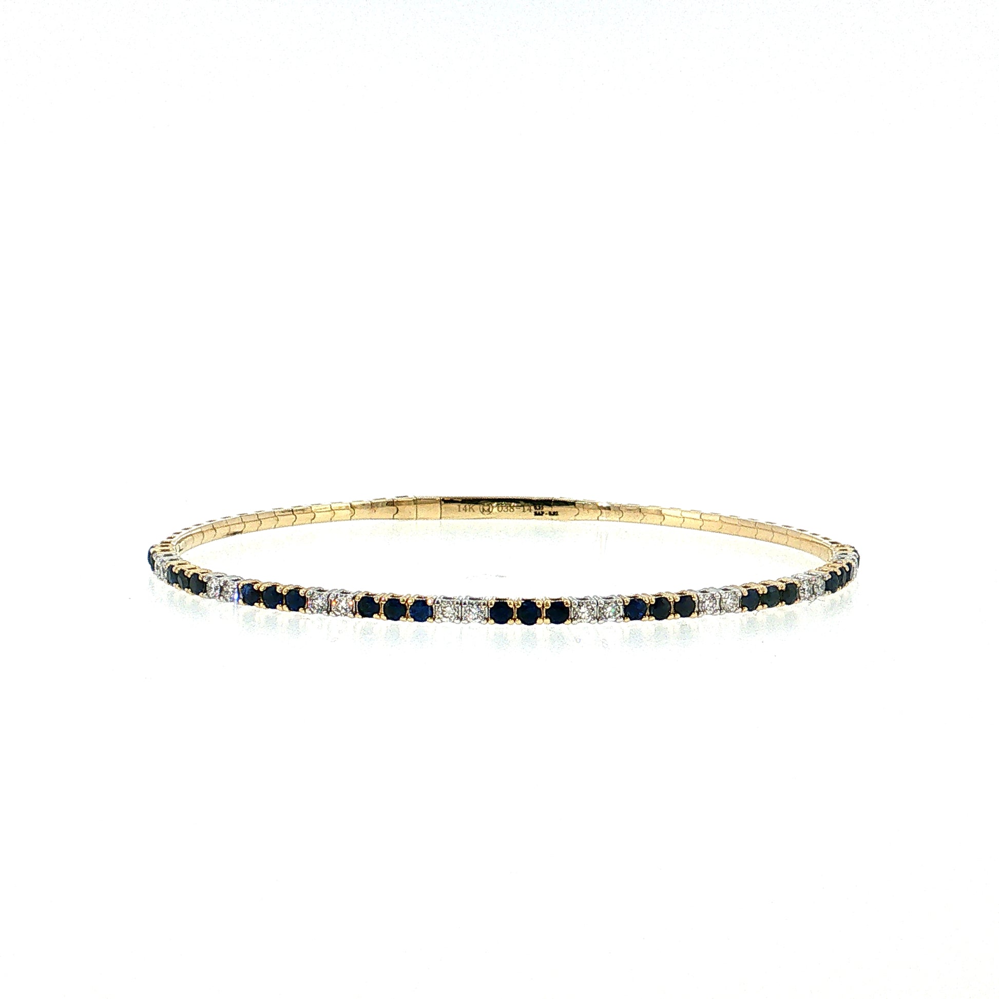 Blue Sapphire & Diamond Bangle Bracelet 14k