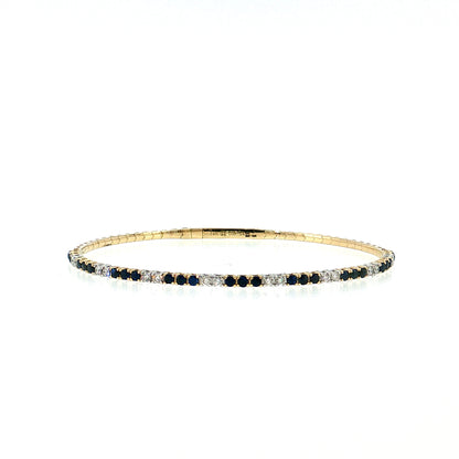 Blue Sapphire & Diamond Bangle Bracelet 14k