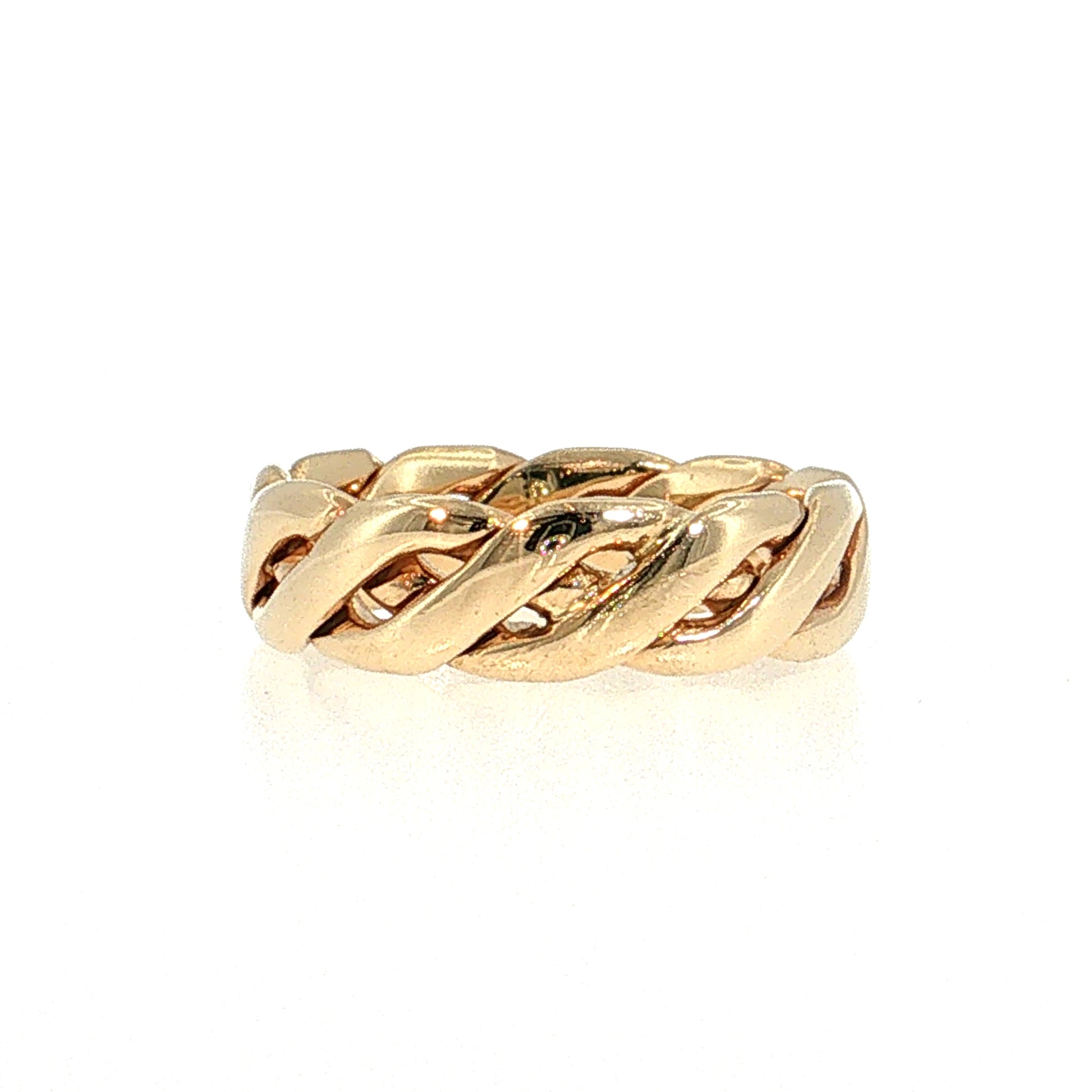 Braided Interwoven Men's Wedding Band 14k Yellow Gold