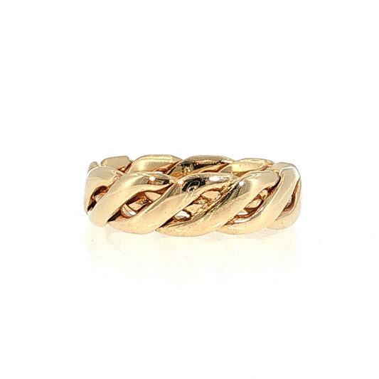 Braided Interwoven Men's Wedding Band 14k Yellow Gold
