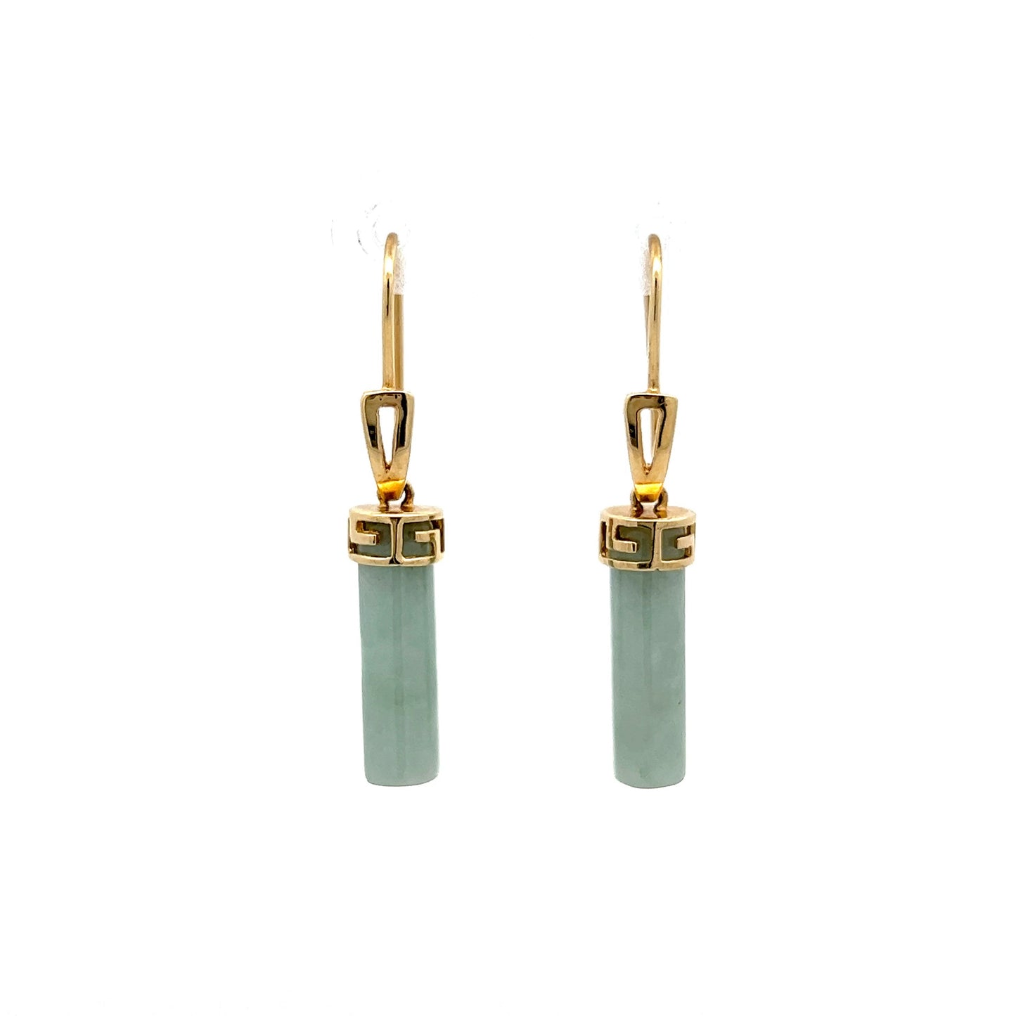 Cabochon Nephrite Drop Earrings in 14k