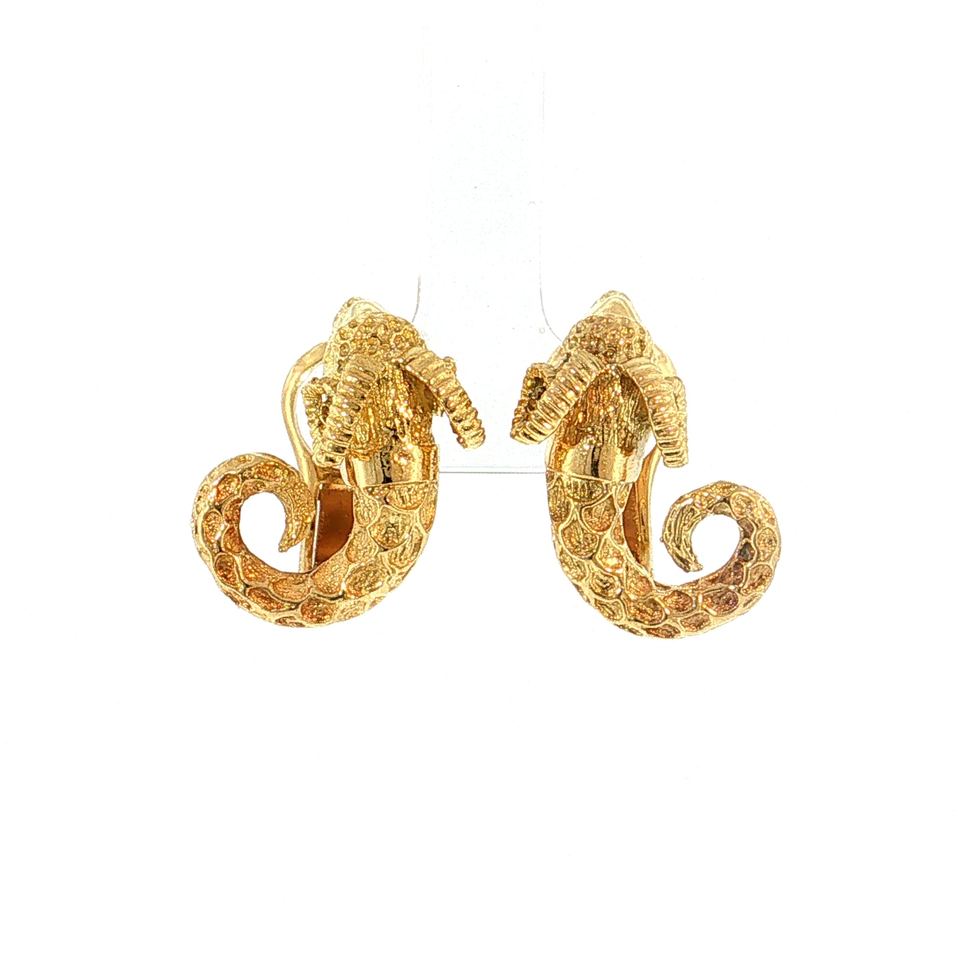 Capricorn Sea Goat Stud Earrings 18k Yellow Gold