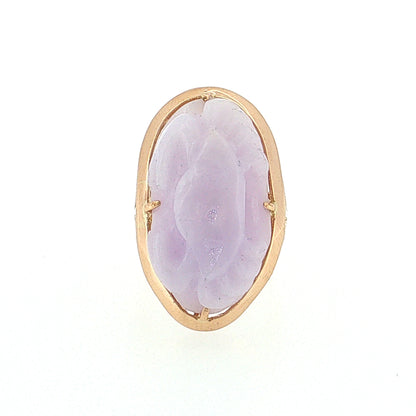 Carved Lavender Jadeite Crab Cocktail Ring 14k