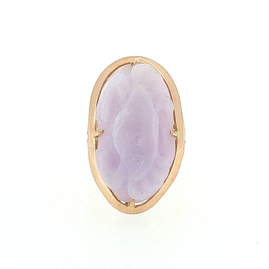 Carved Lavender Jadeite Crab Cocktail Ring 14k
