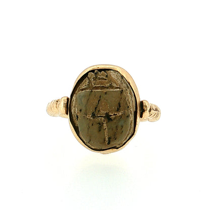 Carved Nutshell Scarab Flip Ring 14k Yellow Gold
