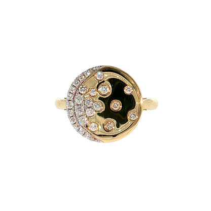 Celestial Diamond Moon & Stars Cocktail Ring 14k